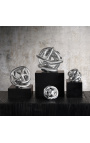 Set di 4 sfere cavo in vetro metallico e argento
