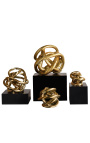 Set of 4 metallic and gold glass cable spheres
