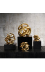 Set di 4 sfere cavo in vetro metallico e oro