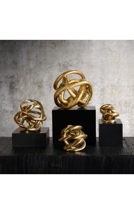 Conjunto de 4 esferas de cabo de vidro metálico e dourado