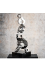 Large contemporary sculpture of tangle of silver discs
