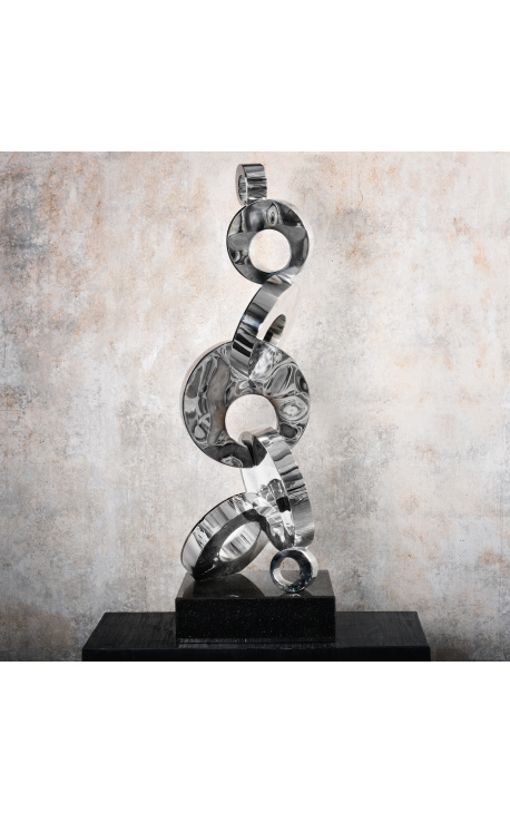 Gran escultura contemporània d'embolic de disc de plata