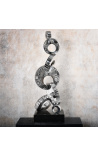 Large contemporary sculpture of tangle of silver discs