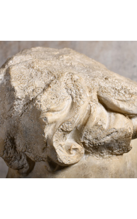 Stor skulptur &quot;Apollos huvudfragment&quot; på svart metall stöd