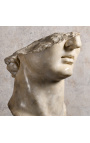 Große Skulptur "Apollos Kopffragment" auf schwarzem metallträger