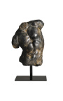 Escultura "Torso preto de Apolo" em suporte de metal preto