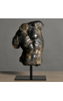 Escultura "El torso de Apolo Negro" en soporte de metal negro