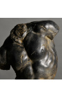 Sculpture "Torse d'Apollon noir" sur support métallique noir