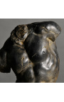 Scultura "Torso nero di Apollo" su supporto in metallo nero