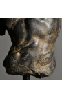 Skulptūra "Melns Apolons" uz melna metāla paklāju