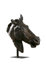 Grande sculpture "Tête de Cheval de Sélène" sur support métallique noir