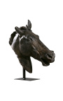 Grande scultura "Testa di cavallo di Selene" su supporto in metallo nero