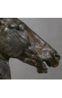 Didelė skulptūra "Selenos arklio galva" ant juodojo metalo pagrindo