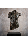 Große Skulptur "Fragment von Hermes" auf schwarzem metallträger