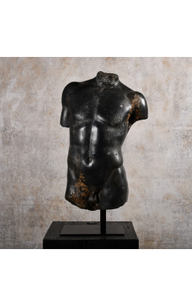 Grande scultura "Frammento di Hermes" su supporto in metallo nero