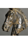 Escultura "Cap de cavall de Monti" negre sobre suport metàl·lic negre