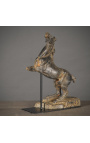 Sort Sort Sort Sort "Bagende hest" skulptur på sort metal støtte