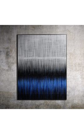 Pintura acrílica contemporânea "Frequências em Azul e Preto - Petit Opus"