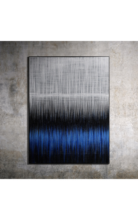 Dipinto acrilico contemporaneo "Frequenze in blu e nero - Petit Opus"