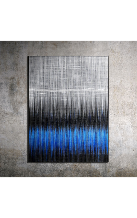 Pintura acrílica contemporània "Freqüències en blau i negre - Grand Opus"
