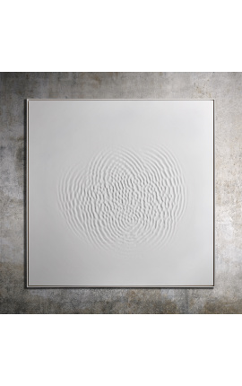Moderne firkantet maleri "Ondes - Opus 2 - Hvid hvid"