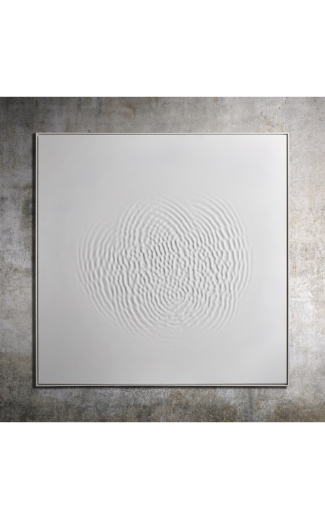 Tableau contemporain carré "Ondes - Opus 2 - Blanc"