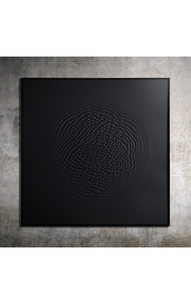 Pintura cuadrada contemporánea "Ondes - Opus 2 - Black"