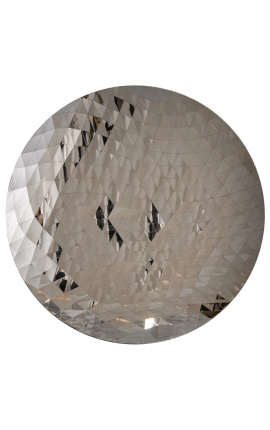 Large round concave mirror "Pixel Mirror" in stainless steel