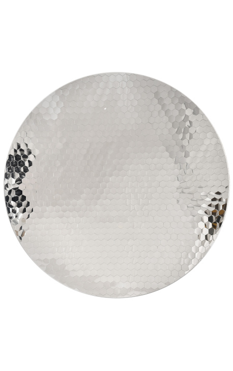 Large round concave mirror "Pixel Mirror" in stainless steel