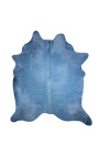 Tæppe i ægte okselæder tonet blåt