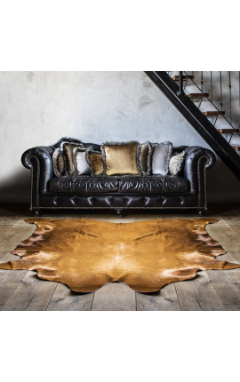 Tæppe i ægte koskindsfarvet cognac