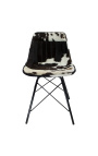 Chaise de repas "Nalia B" en peau de vache noir et blanc