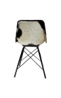 Zwarte en witte cowhide "Nalia B" eetstoel