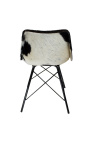 Zwarte en witte cowhide "Nalia B" eetstoel