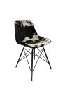 Zwarte en witte cowhide "Nalia B" eetstoel