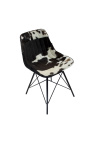 Chaise de repas "Nalia B" en peau de vache noir et blanc