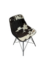 Zwarte en witte cowhide "Nalia B" eetstoel