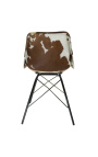 Brown en witte cowhide "Nalia B" eetstoel