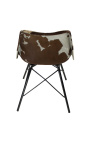 Brown en witte cowhide "Nalia B" eetstoel