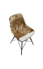Cadeira de jantar "Nalia B" em couro marrom e branco