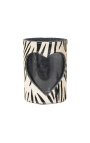 Zebra širdies karvės odos žvakidės XL dydžio