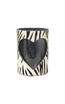 Svícen z hovězí kůže Zebra heart velikost XL