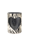 Zebra heart cowhide candle holder size XL