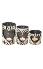 Zebra heart cowhide candle holder size XL