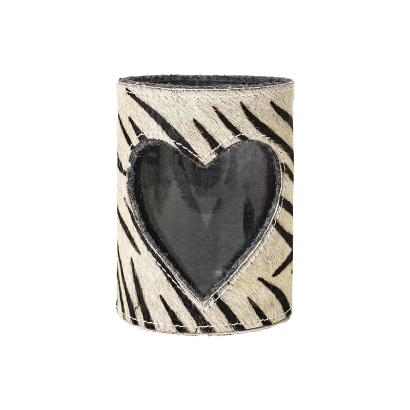 Zebra hart koeienhuid kandelaar maat L