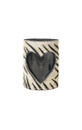Zebra heart cowhide candle holder size L