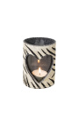 Zebra heart cowhide candle holder size L