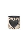 Porta tealight in vacchetta cuore zebrato taglia M