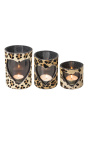 Leopard print hart koehide kaarsenhouder maat l