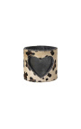 Leopard print heart cowhide candle holder size M